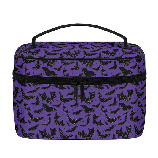 Batty Bats 2023 Gothic Purple Faux Leather Cosmetic Makeup Bag