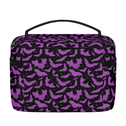 Batty Bats 2023 Gothic Black Orchid Faux Leather Cosmetic Makeup Bag