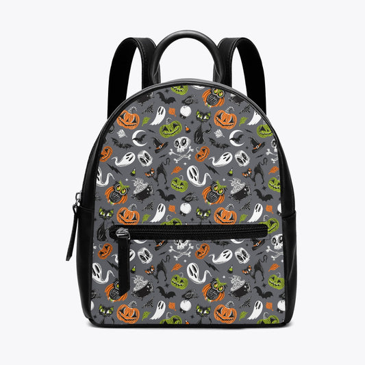 October Hollow 2023 Orange, Chartreuse All-over-print Faux Leather Mini Backpack