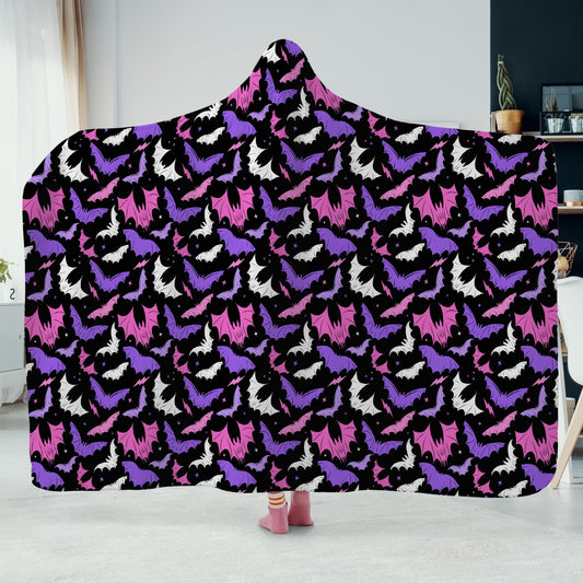 Batty Bats 2023 Black Pink Purple Hooded Blanket
