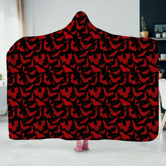 Batty Bats 2023 Black Red Hooded Blanket