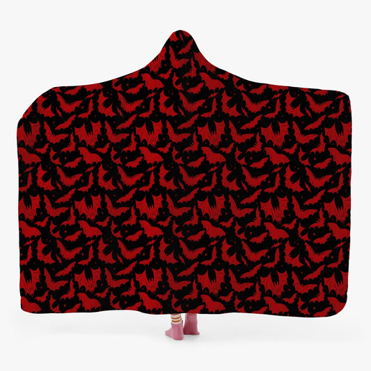 Batty Bats 2023 Black Red Hooded Blanket