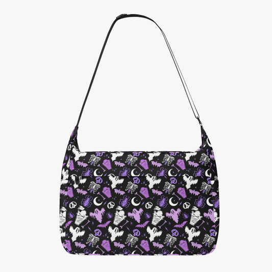 Graveyard Ghouls 2023 Black, White, Orchid, Purple Travel Messenger Bag