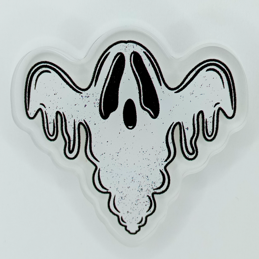 Goo Ghost White Black Halloween Acrylic Pin