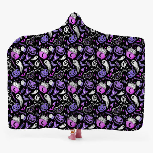 Trick or Treat 2023 Purple Orchid Hooded Blanket