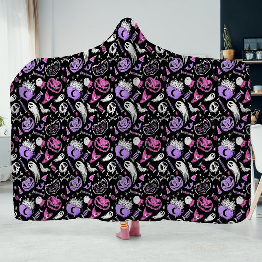 Trick or Treat 2023 Pink Orchid Hooded Blanket