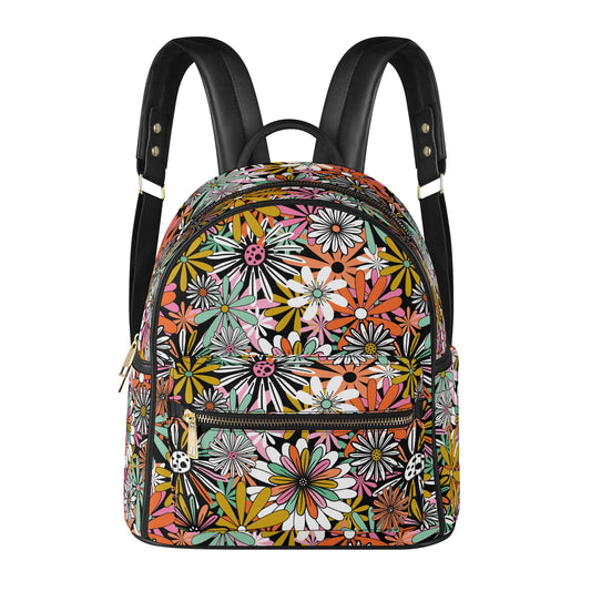 Groovy Flowers 2023 Multi 1 Faux Leather Mini Backpack Purse