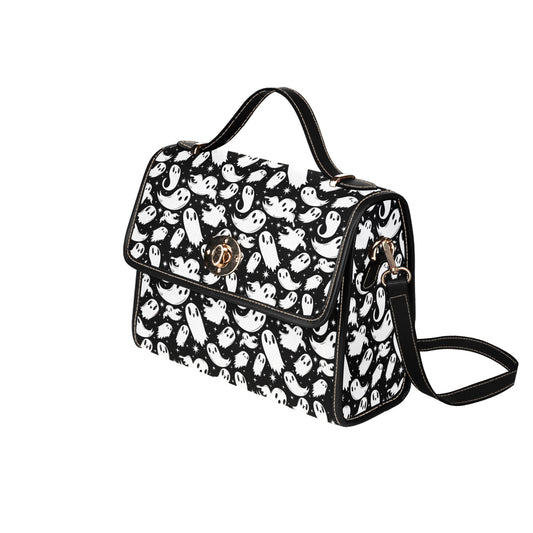 Ghosties 2022 Black and White Goth Spooky Halloween Satchel Purse