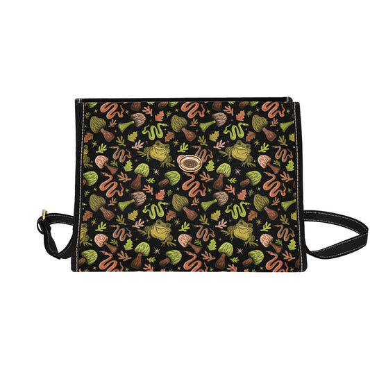 Toad Magic Moss Green Caramel Brown Nylon Canvas Satchel Purse