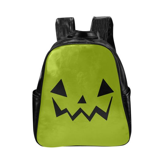 Happy Jack-O-Lantern Face Faux Leather Backpack