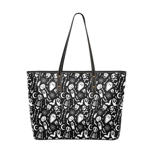 Dearly Departed 2021 Black, White Faux Leather Tote Bag