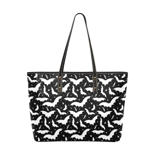 Bats and Stars Faux Leather Tote Bag