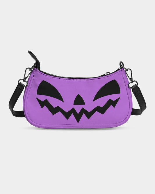 Happy Jack-O-Lantern Face Orchid Purple Black Petite Canvas Purse