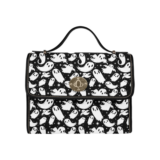 Ghosties 2022 Black and White Goth Spooky Halloween Satchel Purse