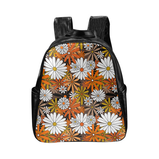 Groovy Flowers 2020 Daisy Hippie Faux Leather Backpack Bag