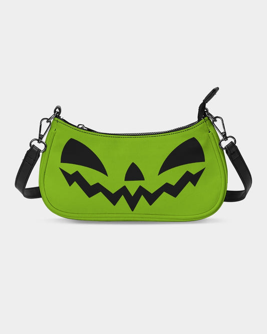 Happy Jack-O-Lantern Face Chartreuse Black Petite Canvas Purse