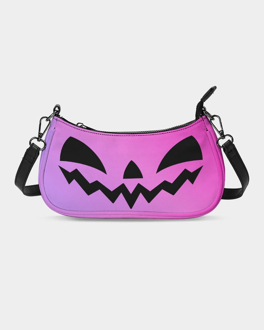 Happy Jack-O-Lantern Face Pink Purple Gradient Petite Canvas Purse