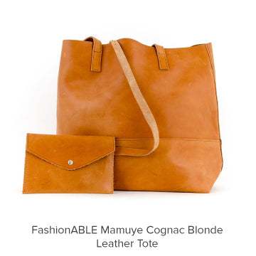 FashionABLE Mamuye Cognac Blonde Leather Tote