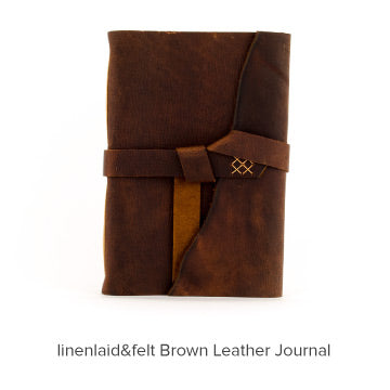 linenlaid&felt Brown Leather Journal