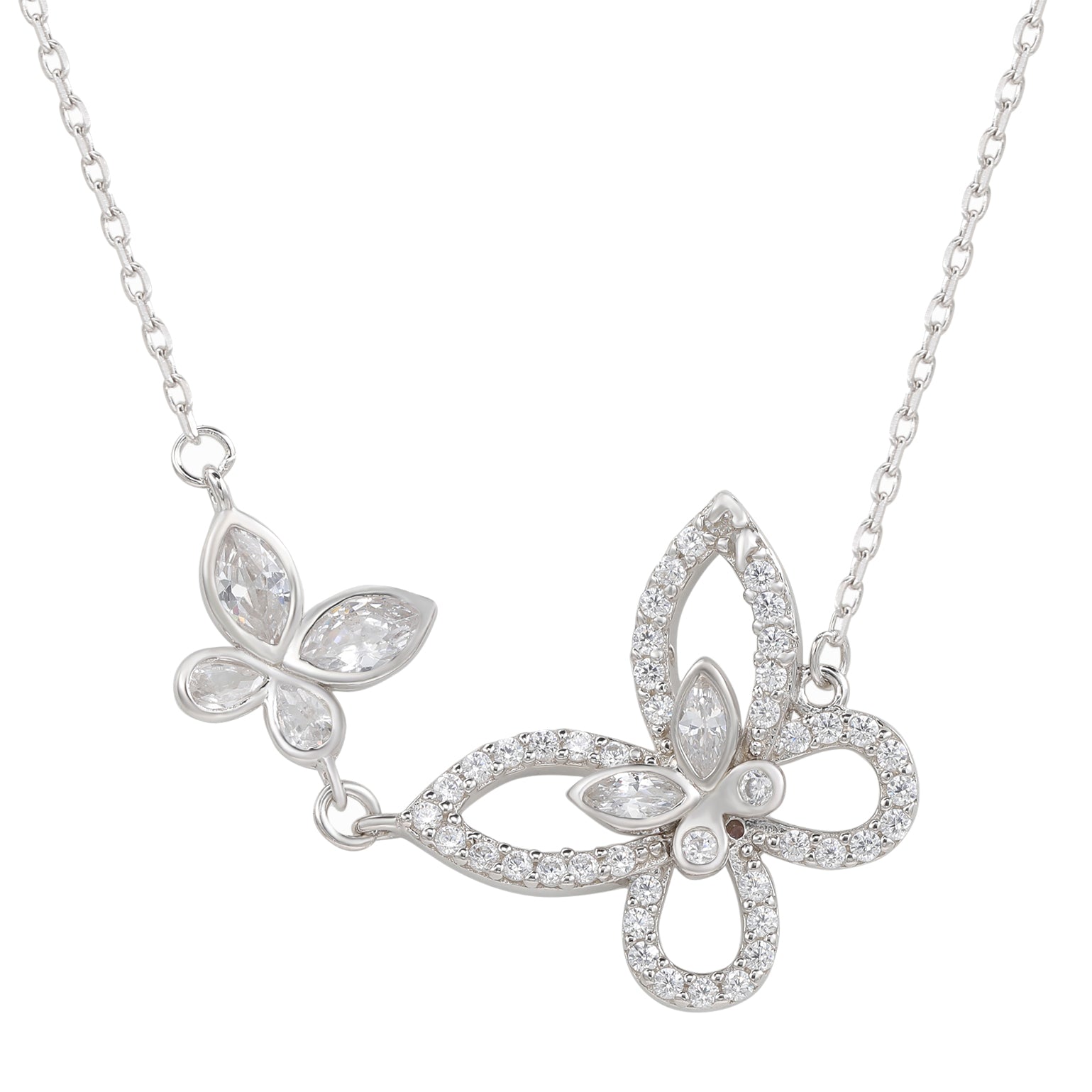 sterling silver cubic zirconia butterfly necklace