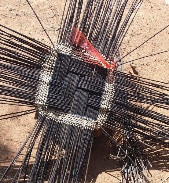 This is the central square that begins each Choma basket, all other weaving radiates out from this point. 