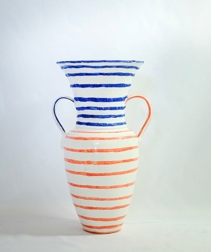 Striped vase by Freya Bramble Carter and Studio Krokalia