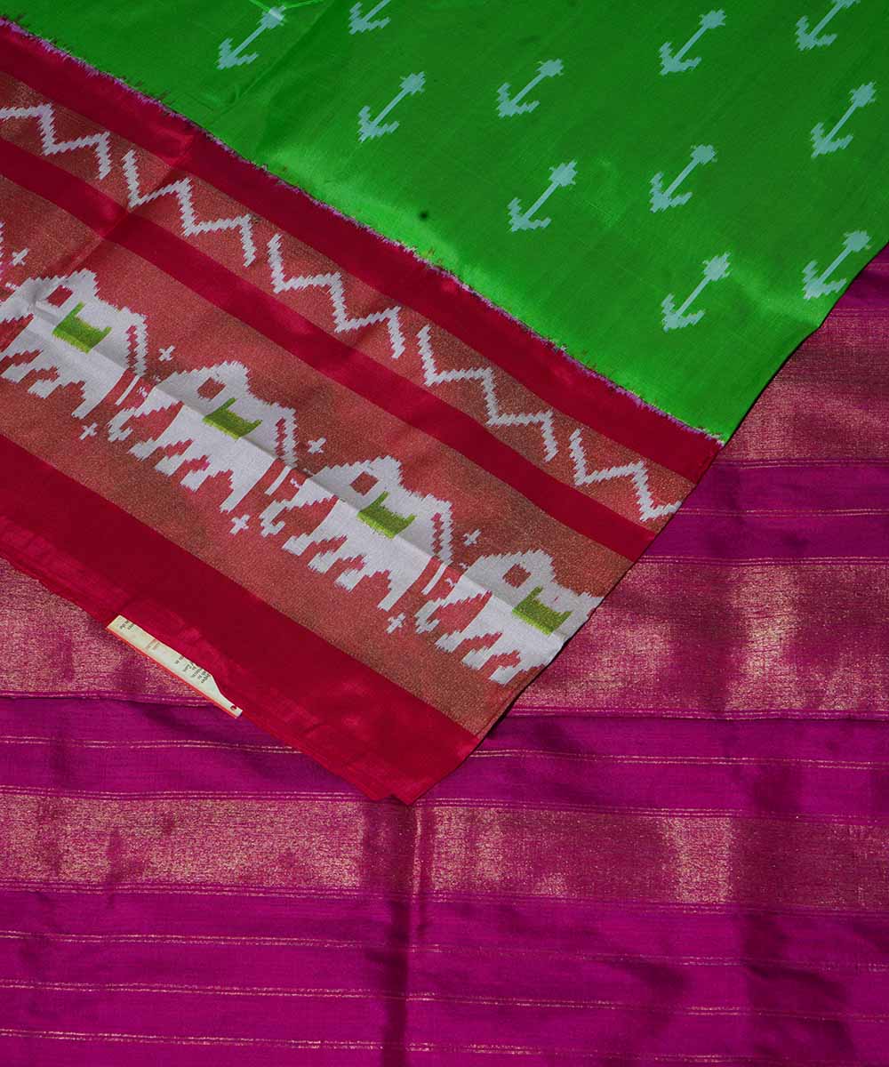 Green hand loom ikat silk pochampally saree – GoCoop