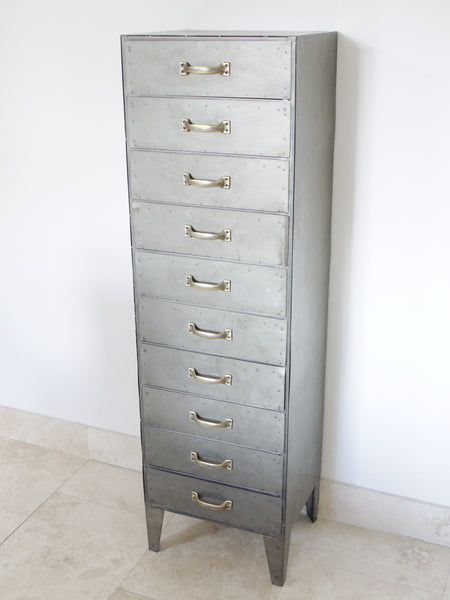 Industrial Tallboy Chest Olive And Sage
