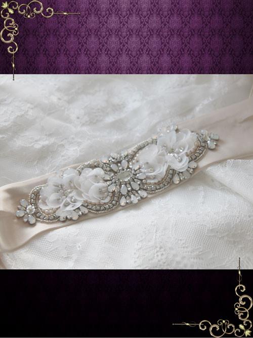 Jeweled Bridal Sash with Moonstone