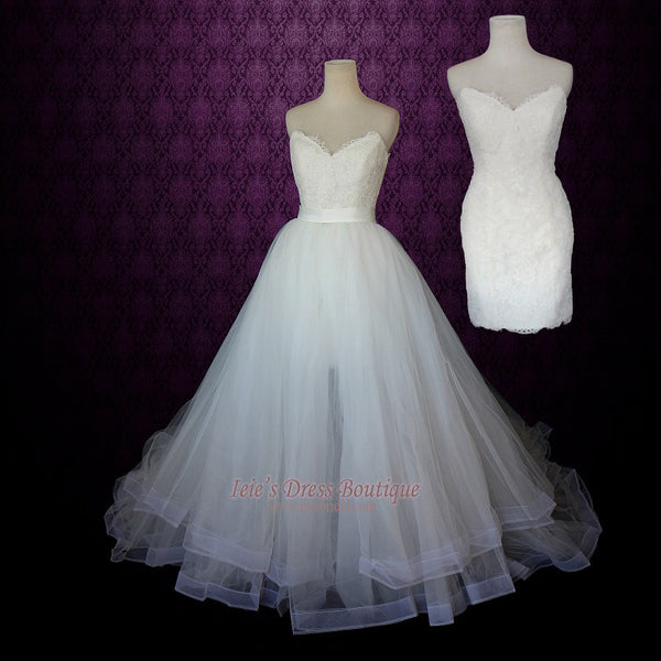 Strapless Two Piece Convertible Wedding Dress