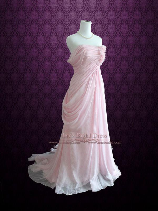Blush Pink Grecian Goddess Bridesmaid Dress