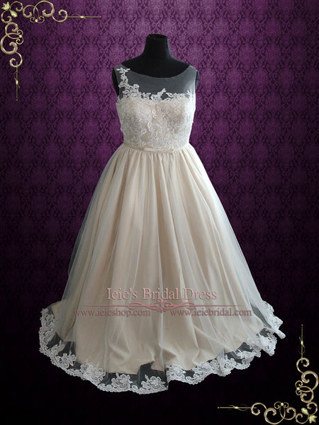 Plus Size Wedding Dress with Illusion Neckline