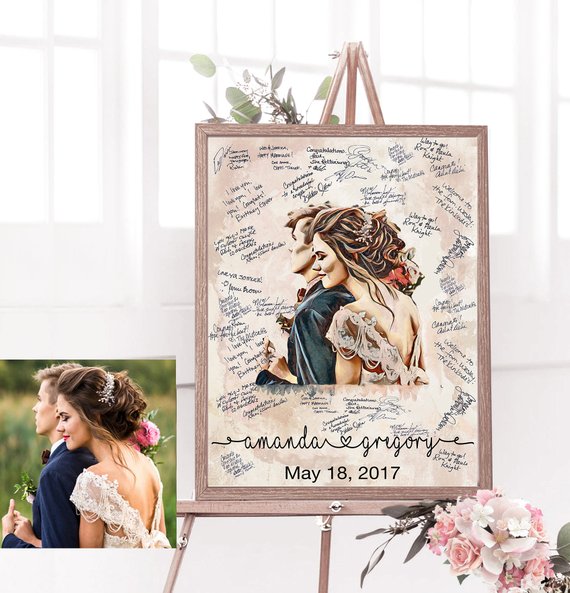 custom portrait wedding guestbook