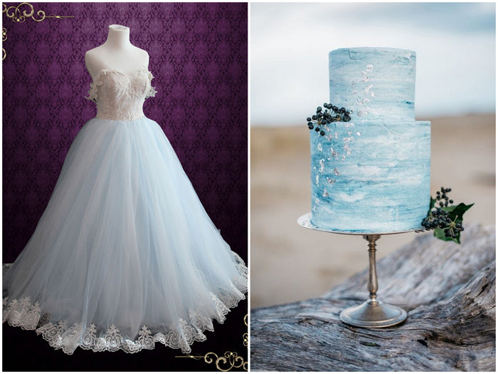 Light Blue Princess Dress and Blue Cake