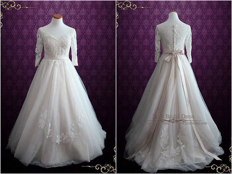 Illusion Lace Ball Gown Wedding Dress