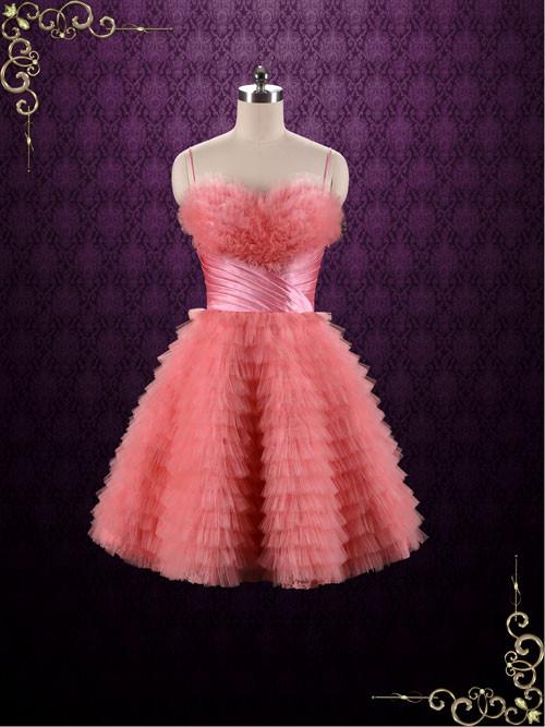 Retro 50s Short Pink Bridesmaid Dress