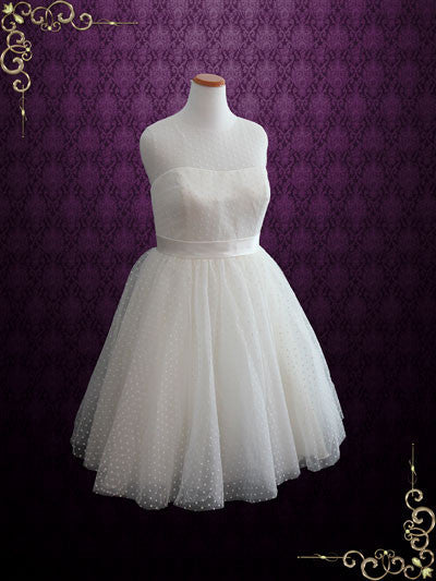 Retro Polka Dot Tea Length Wedding Dress