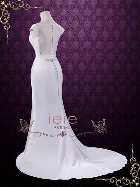 Simple Elegant Satin Wedding Dress with Lace Back