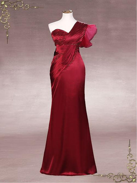 Slim Elegant Dark Red Evening Dress