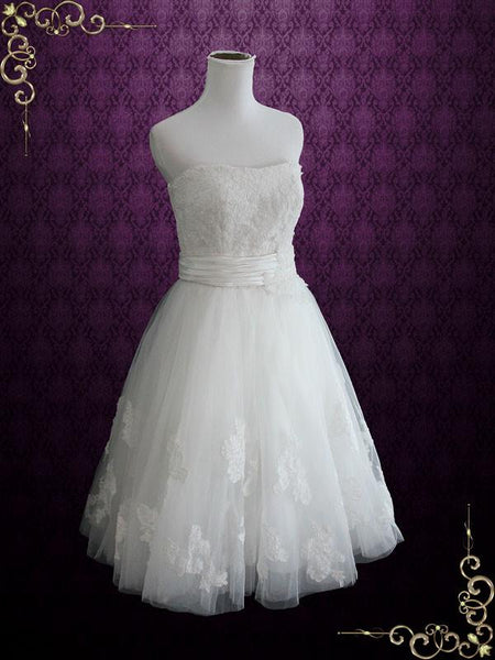 Strapless Short Lace Wedding Dress