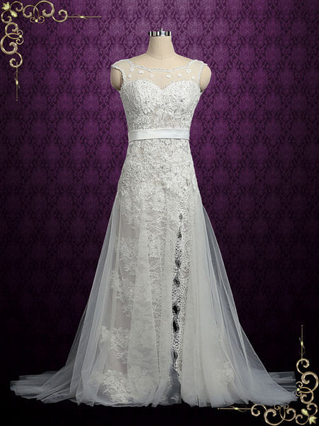Vintage Lace Wedding Dress with Side Slit