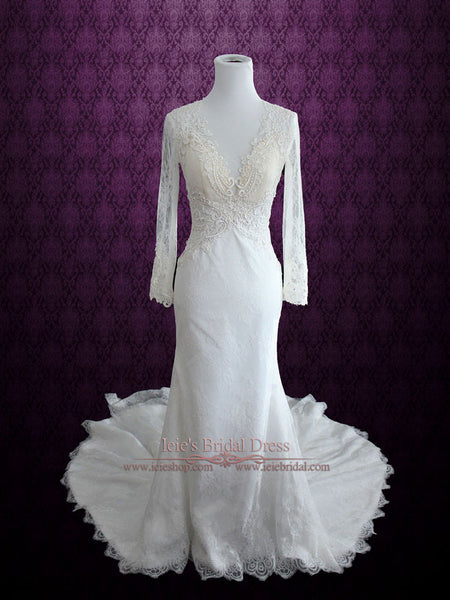 Vintage Style Keyhole Lace Wedding Dress