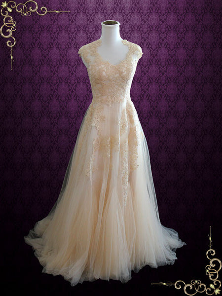 Blush Boho Lace Wedding Dress