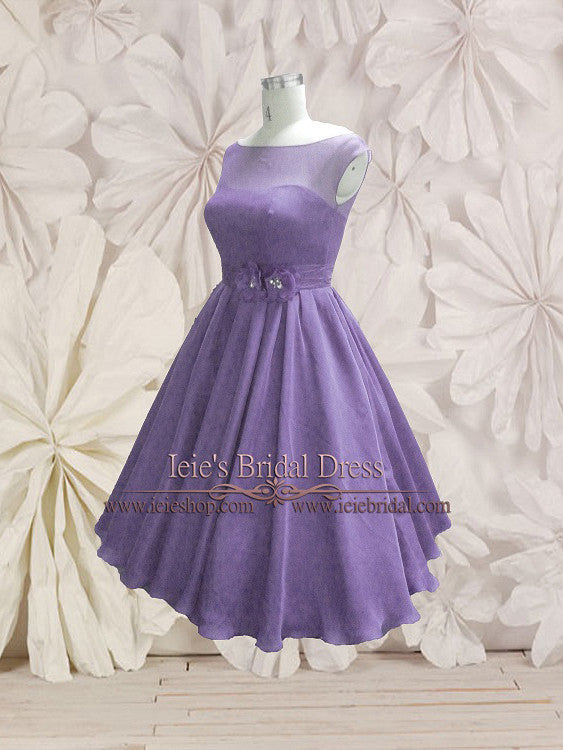 modest purple retro 50s tea length prom formal dress working time ...