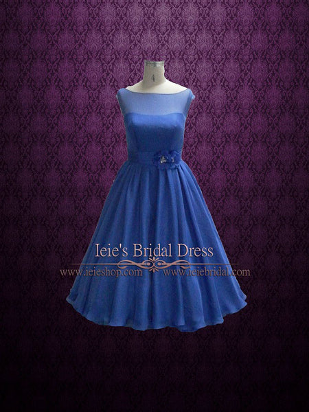 royal blue tea length dress