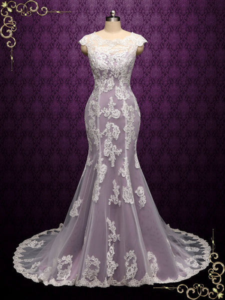 purple mermaid wedding dress