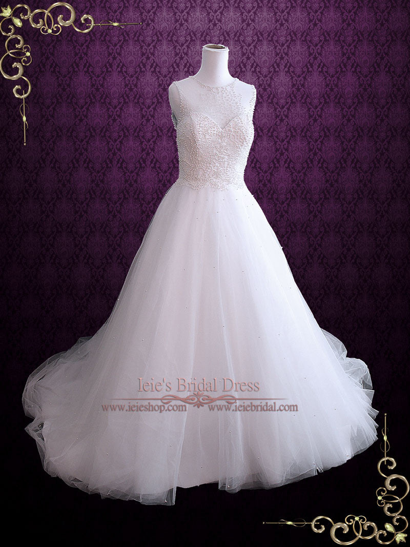 wedding dress illusion neckline