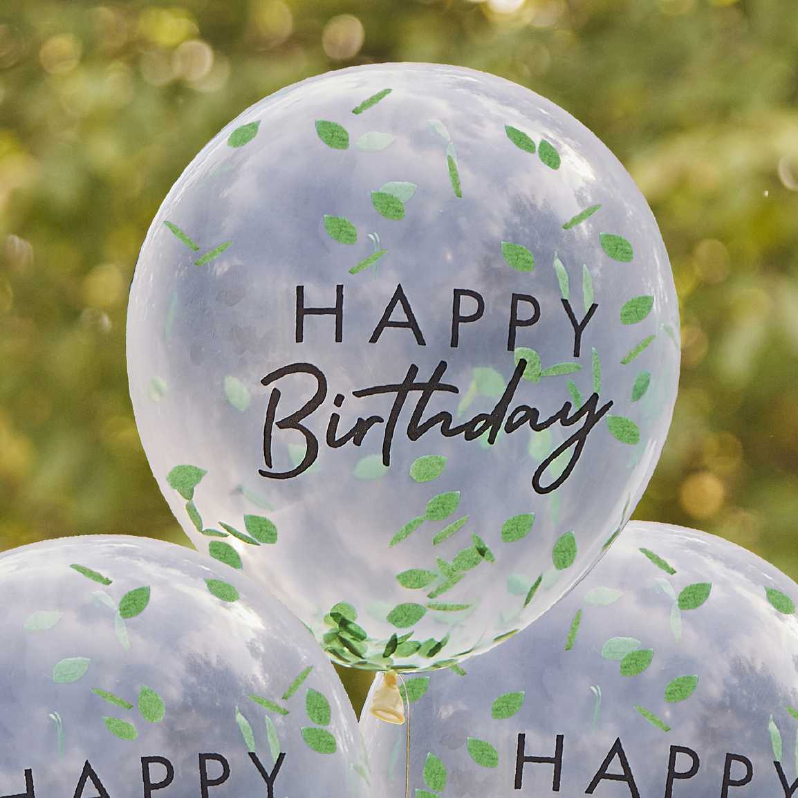 Weigeren Groot Relatie Ginger Ray Set 5 Ballonnen Happy Birthday | Green Leaf Confetti – De Gele  Flamingo