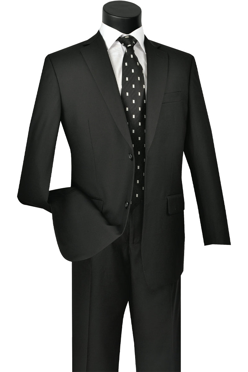 Mens 2 Button Classic Fit Pleated Pant Suit In Black Alligatorwarehouse 