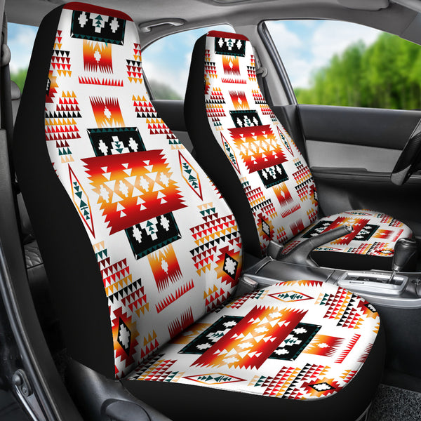 Gb Nat00075 White Tribes Pattern Native American Car Seat Covers Powwow Store